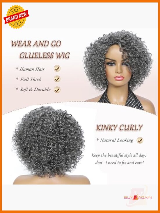 Short Curly Wear and Go Glueless Human Hair Wig main image 4